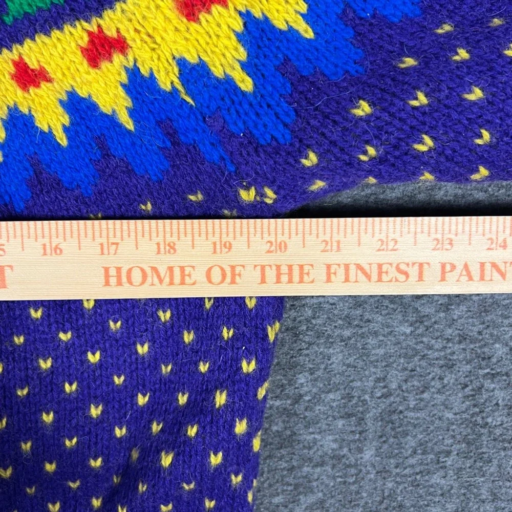 Vintage 80s Gallagher Chunky Fair Isle Sweater Mens Small Wool Old Money Grandpa